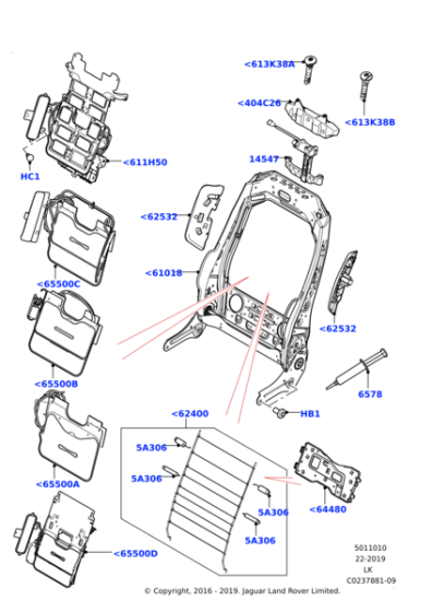 LR057181 - Land Rover Support - Seat Back - Lumbar