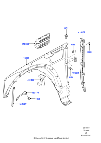XCH500090 - Land Rover Seal - Fender
