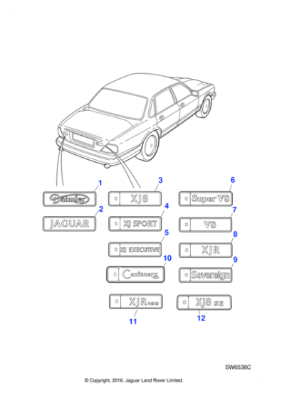 HND5994BA - Jaguar Trunk lid plaque