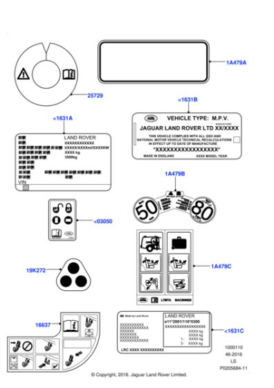 LR047133 - Land Rover Label - Vehicle Identification