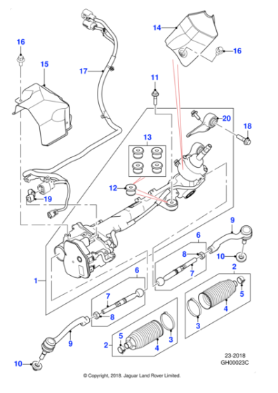 T4A39588 - Jaguar Steering rack and pinion
