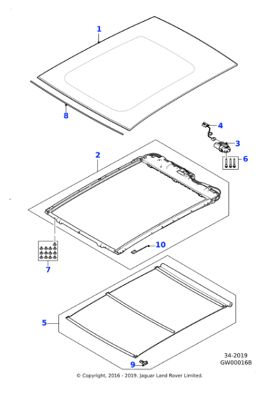 C2D54204 - Jaguar Sunroof glass panel