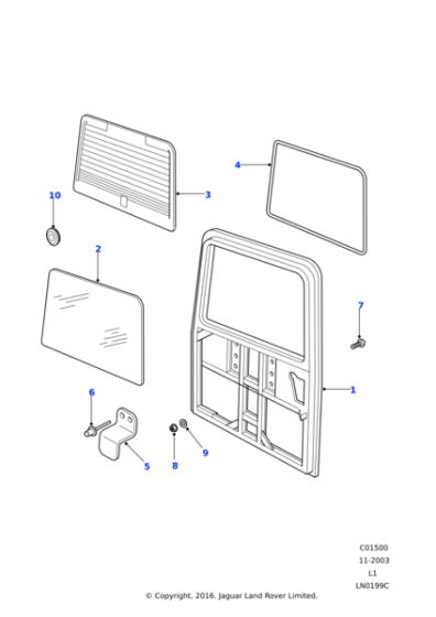 LR075816 - Land Rover Load/tail door assembly