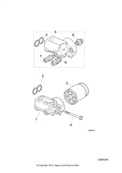 AJ810687 - Jaguar Oil filter head