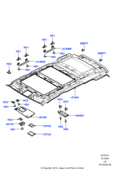 LR008734 - Land Rover Headlining - Roof