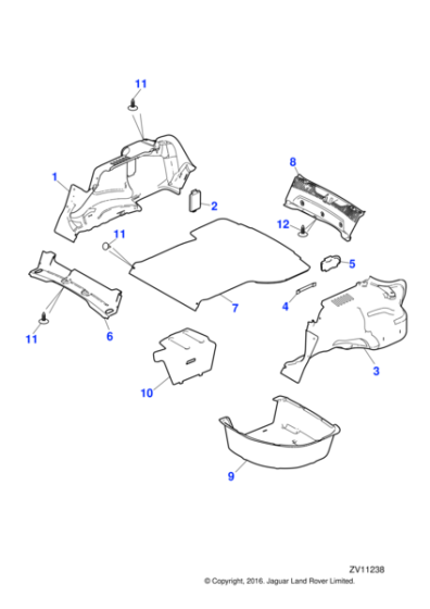 C2Z11171 - Jaguar Trunk side carpet