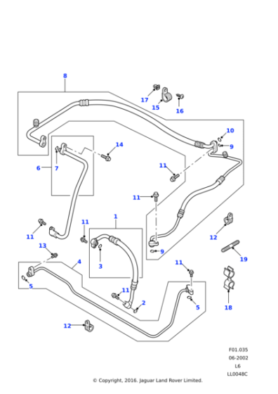 JUF102480 - Land Rover Hose-condenser/receiver dryer air conditioning