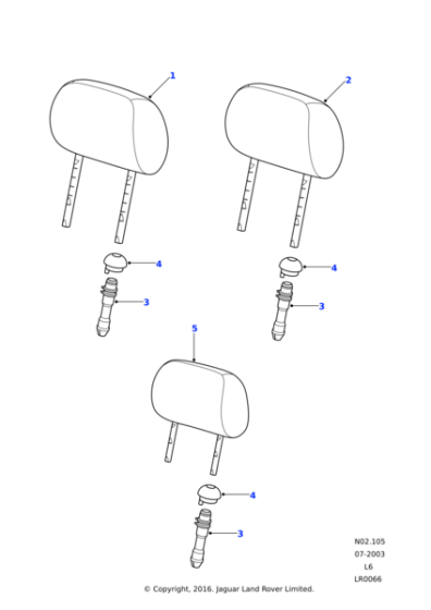 AWR3895RBE - Land Rover Headrestraint assembly