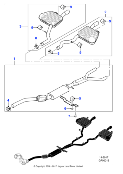 T4A33344 - Jaguar Exhaust silencer/tail pipe assembly