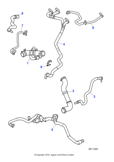 C2Z1375 - Jaguar Heater return hose