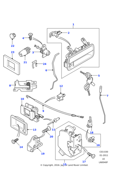 ASR1468 - Land Rover Link-front door exterior release handle/latch