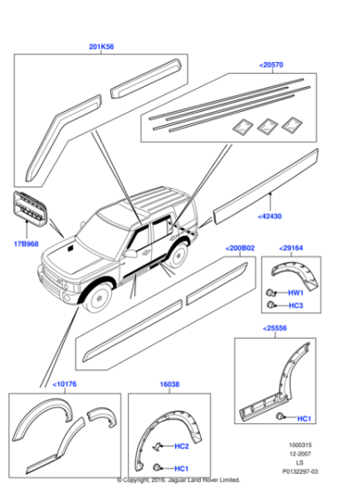 LR007054 - Land Rover Moulding - Front Wheel Arch