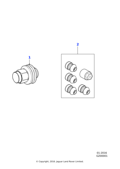 T4A16633 - Jaguar Wheel nut kit