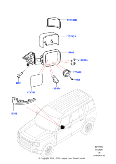 LR129702 - Land Rover GLASS - DOOR MIRROR