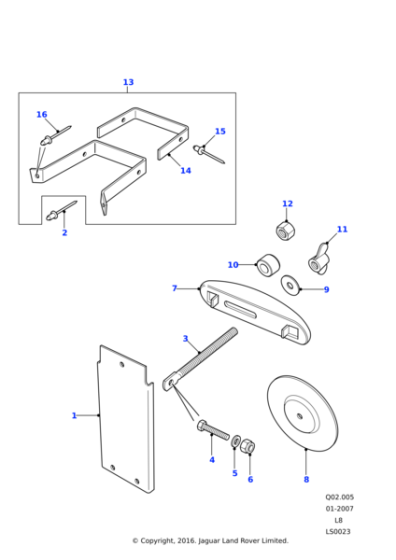 LR070174 - Land Rover Plate-spare wheel retention