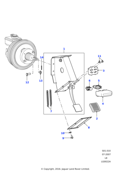 LR058101 - Land Rover Pedal assembly-brake