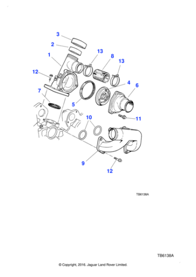 AJ85885 - Jaguar Outlet pipe