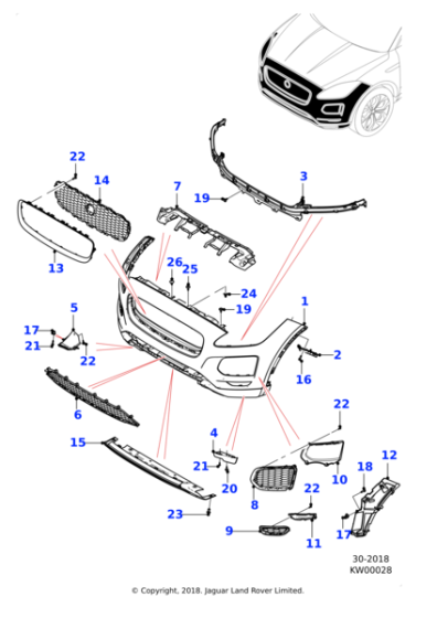 J9C4963 - Jaguar Bracket - Bumper Mounting
