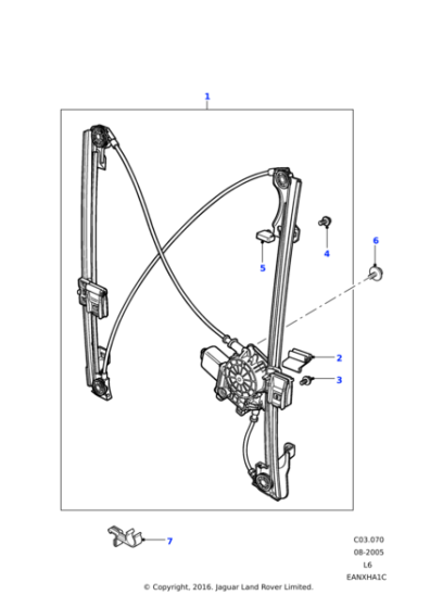 CUH000023 - Land Rover Regulator assembly-front door glass