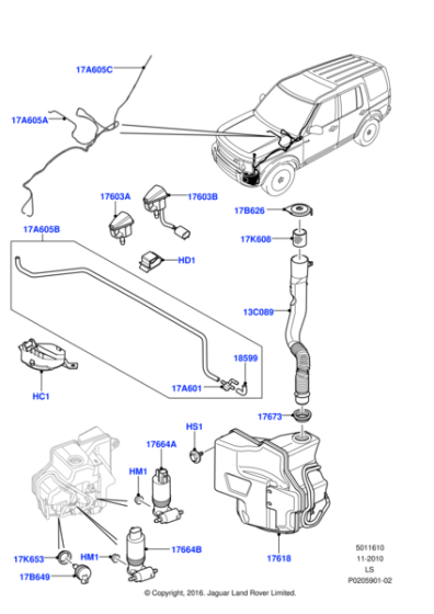 LR013953 - Land Rover Reservoir - Windshield Washer
