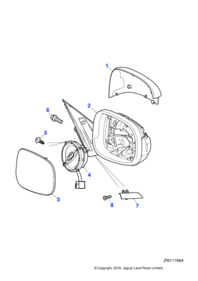 C2D42126 - Jaguar Glass - Door Mirror