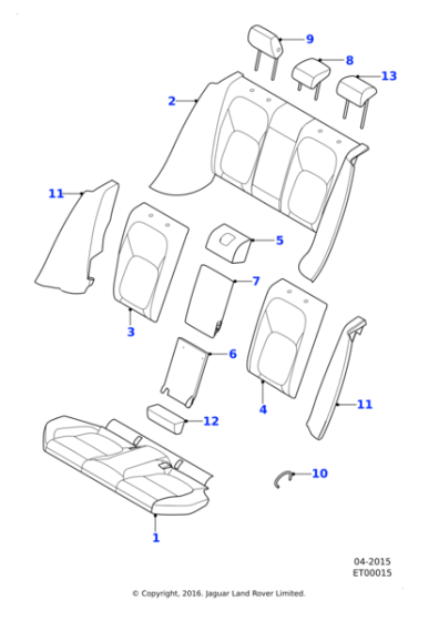 T2H38141CJA - Jaguar Seat squab armrest