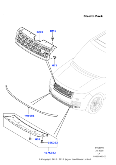 LR052715 - Land Rover Grille - Radiator