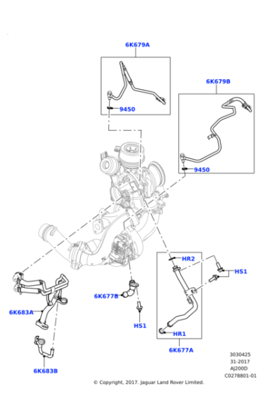 LR094519 - Land Rover Hose - Oil Return