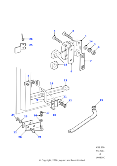 LR012202 - Land Rover Bracket assembly-rear door checker