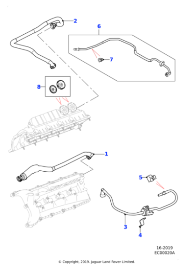 AJ813948 - Jaguar Hose - Vacuum