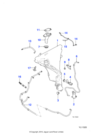 C2D17769 - Jaguar Screenwash/powerwash reservoir