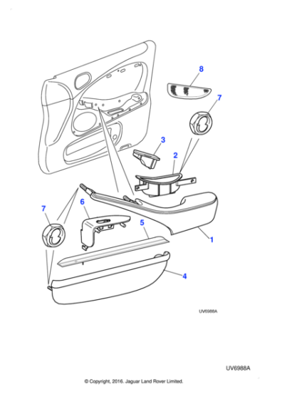 XR811671LGM - Jaguar Door armrest