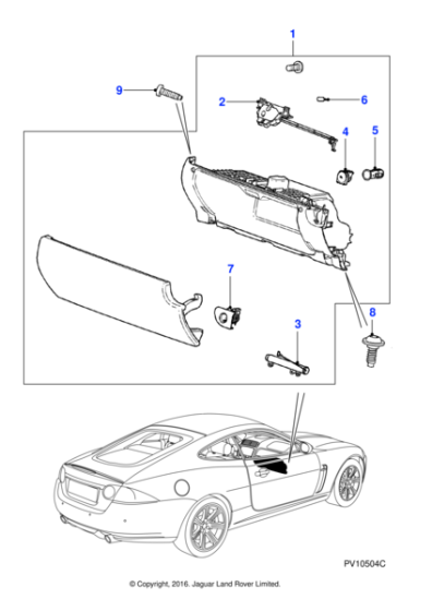 C2P16745LJK - Jaguar Glovebox door and stowage bin
