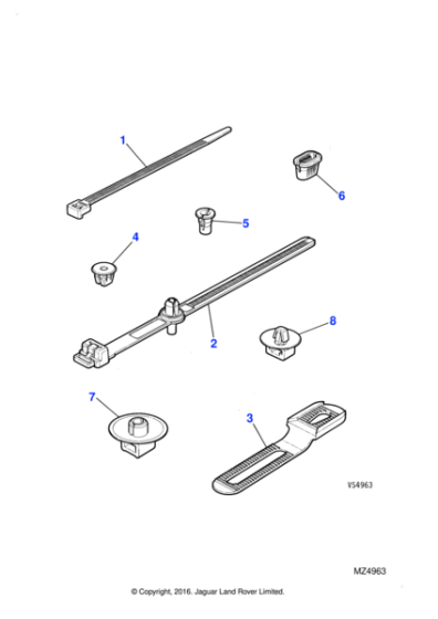 AAU3685J - Jaguar Tie strap and push-on fix