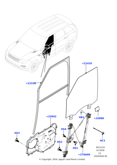 LR084157 - Land Rover Run - Door Glass