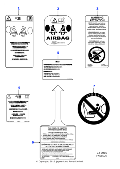 C2C40094 - Jaguar Airbag warning label