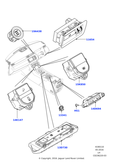 LR070095 - Land Rover Switch