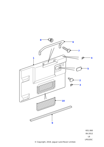 LR033981 - Land Rover Casing assembly-tail door