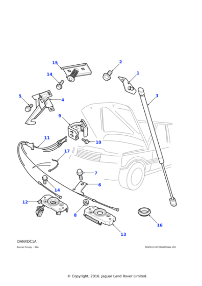 ALR6989 - Land Rover Cable-bonnet release assembly