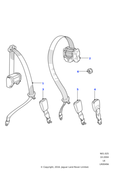 EVL105080LNF - Land Rover Seat belt assembly.