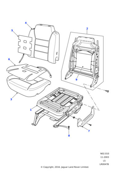 HHC100531 - Land Rover Lumbar support mechanism-manual front seat squab