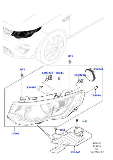 LR072809 - Land Rover Headlamp