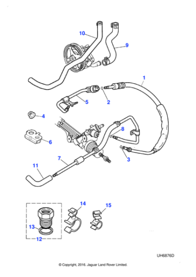 XR813923 - Jaguar Power steering pipe