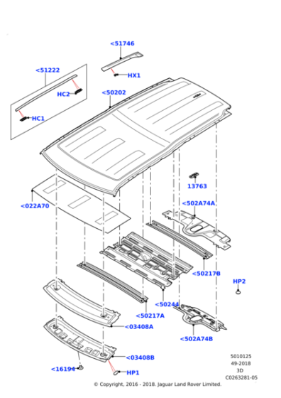 LR112410 - Land Rover Moulding - Roof Side Trim