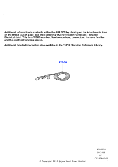 LR057489 - Land Rover OVERLAY - REPAIR WIRING