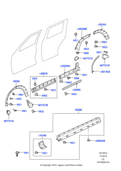 LR010631 - Land Rover Moulding - Front Wheel Arch
