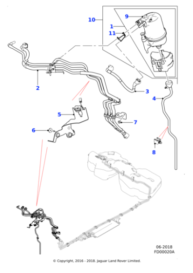 T4N4102 - Jaguar Fuel filter drain pipe