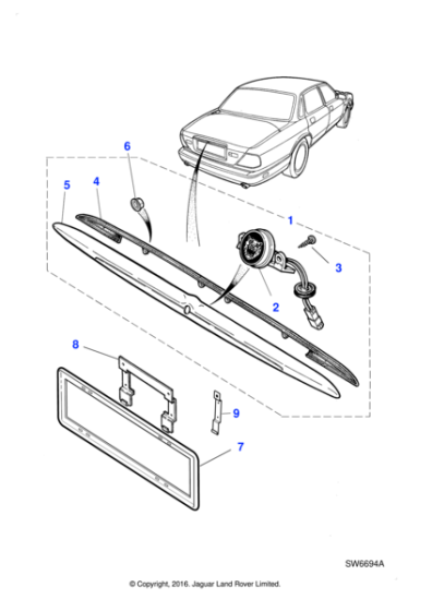 XR814044 - Jaguar Number plate bracket
