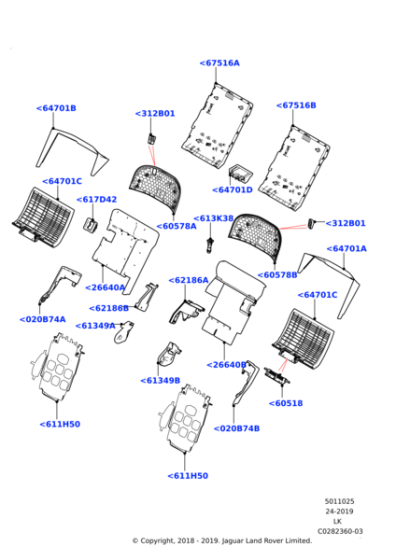 LR108958 - Land Rover GAP HIDER - REAR SEAT