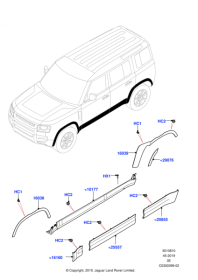 LR130592 - Land Rover Moulding - Fender